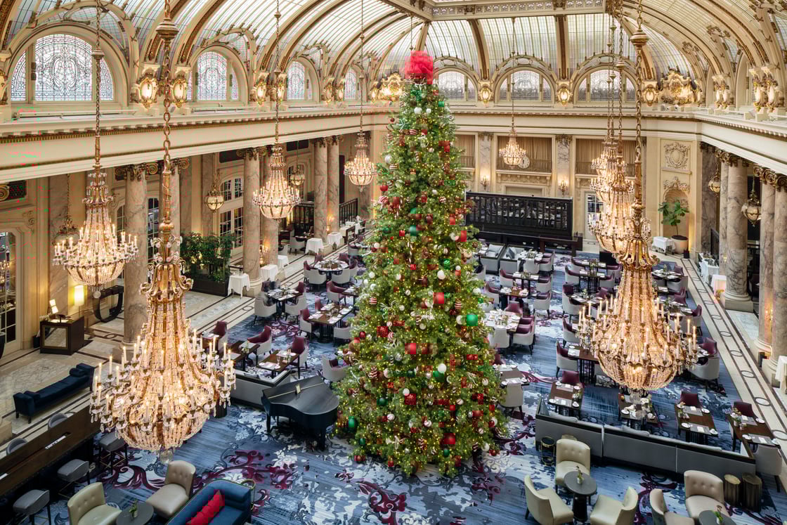 Palace Hotel with Christmas tree in the Garden Court